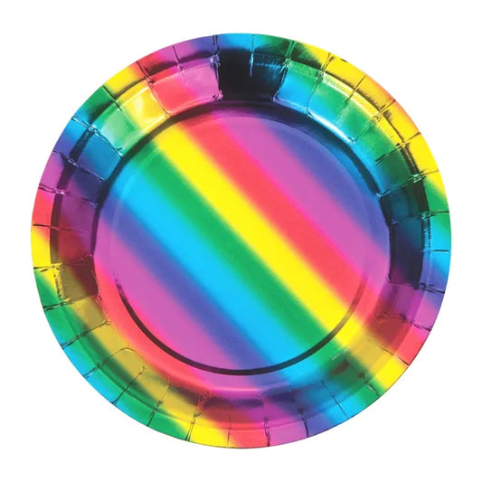 Rainbow Foil 7" Paper Plates 8ct
