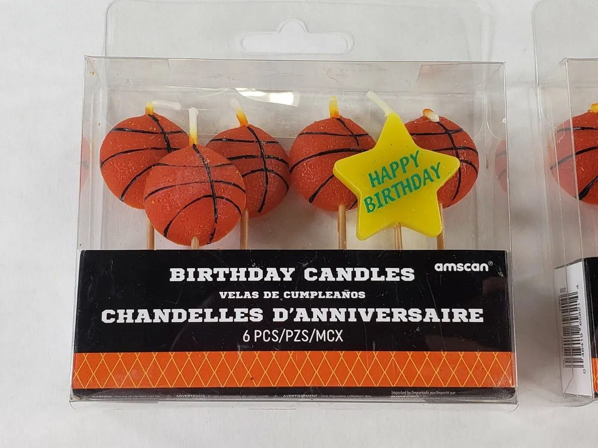 Basketball Birthday Pick Candles 6pc