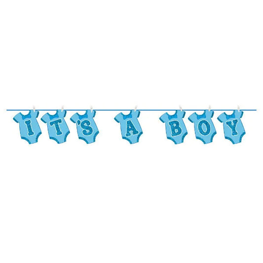 ITS A BOY Baby Shower Wall Ribbon Banner 12ft