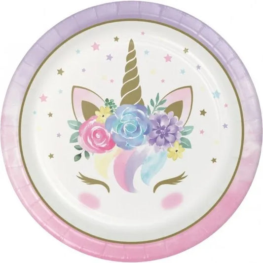 Unicorn Baby 9" Paper Plates 8ct