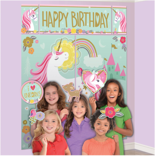 Magical Unicorn Birthday Backdrop with 12Props