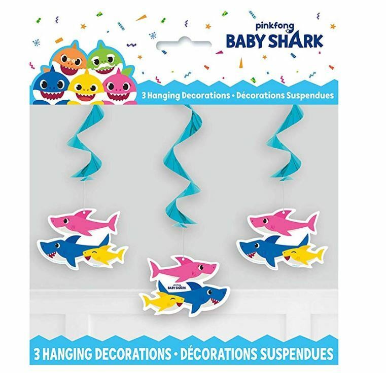 Baby Shark Hanging Swirl Decorations 3ct