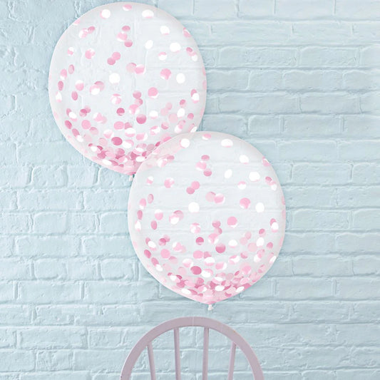 Amscan 24" Pink Confetti Latex Balloon