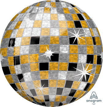 Anagram 16″ Gold/Silver/Black Disco Ball Orbz – Winner Party