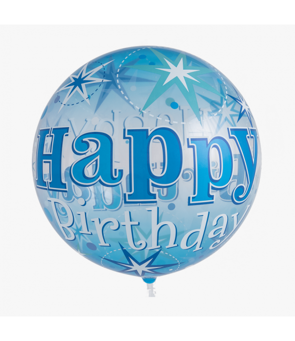 Winner Party 22" Happy Birthday Blue and Silver Foil Balloon 1ct