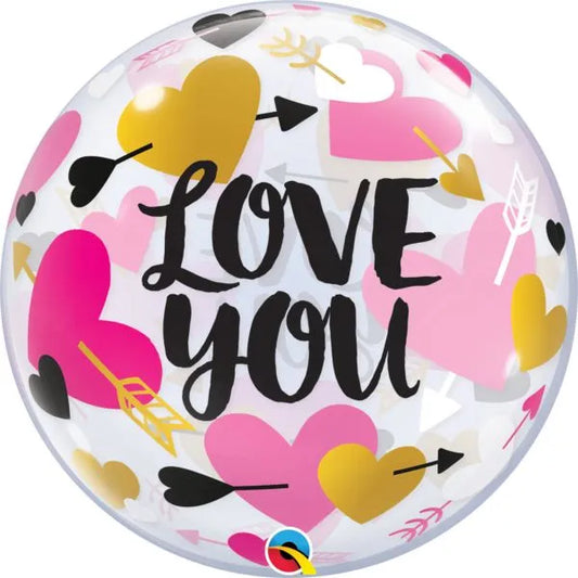 Qualatex 22" Love You Hearts Bubble balloon