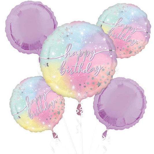 Anagram Happy Birthday  Luminous 5ct Balloon Bouquet