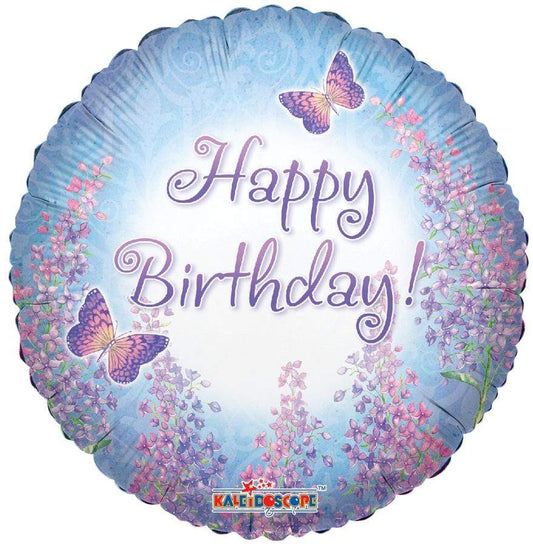 Conver USA 18" Happy Birthday Purple Lilacs & Butterflies Foil Balloon