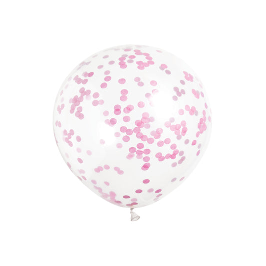 36" Pink Confetti Clear Balloon