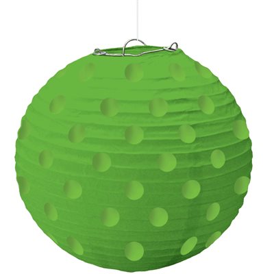 Mini Green With Gold Polka Dots Paper Lanterns 5pc