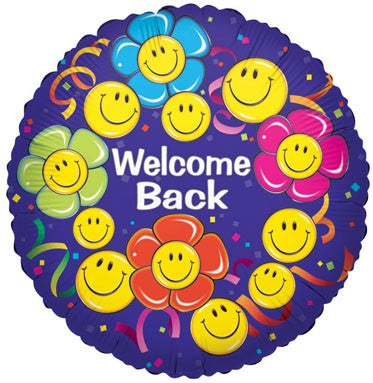 ConverUSA 18" Welcome Back Smiley Flowers Balloon