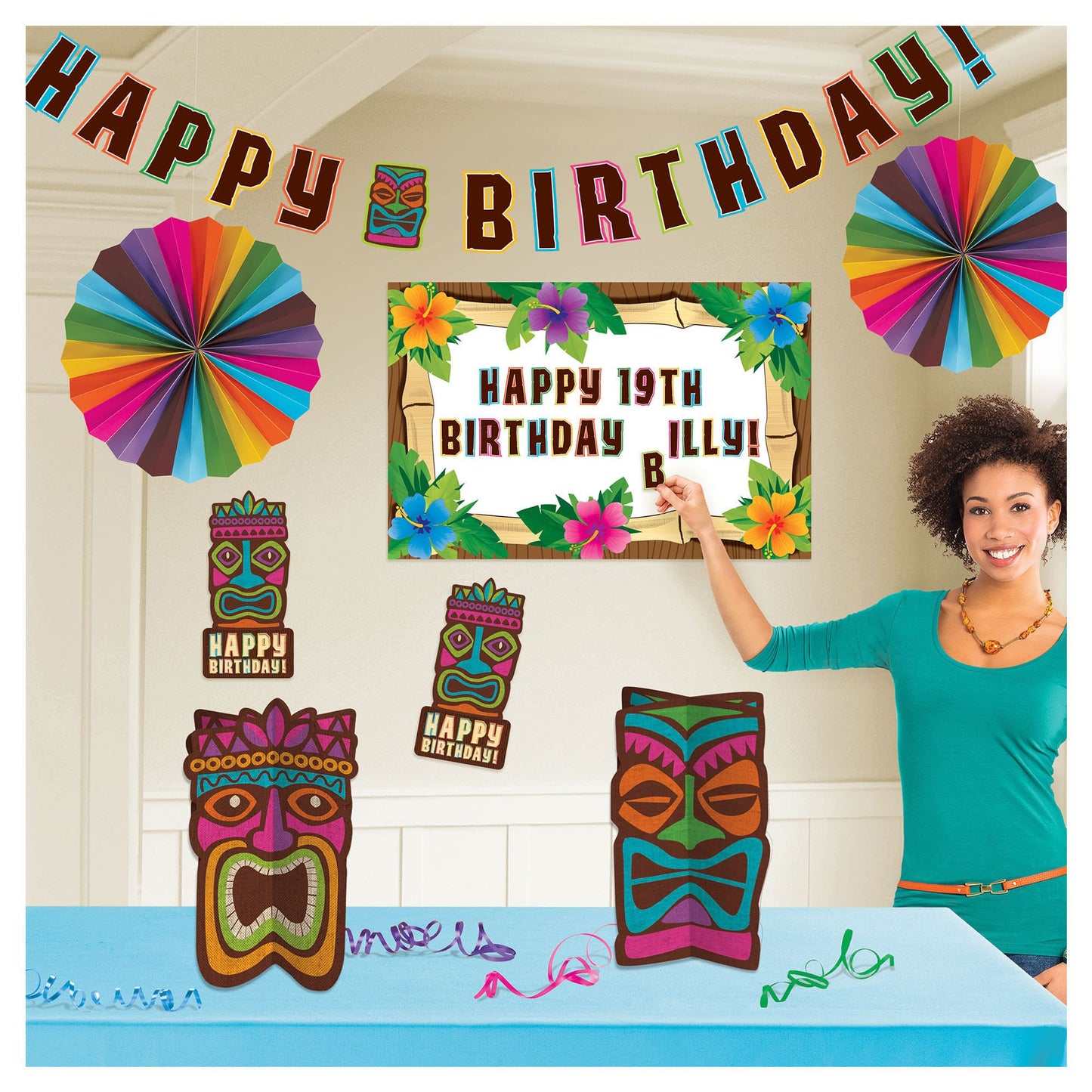 Happy Birthday Tiki Room Decorating Kit