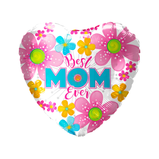 Party America 18" Best Mom Ever Flower Heart Balloon