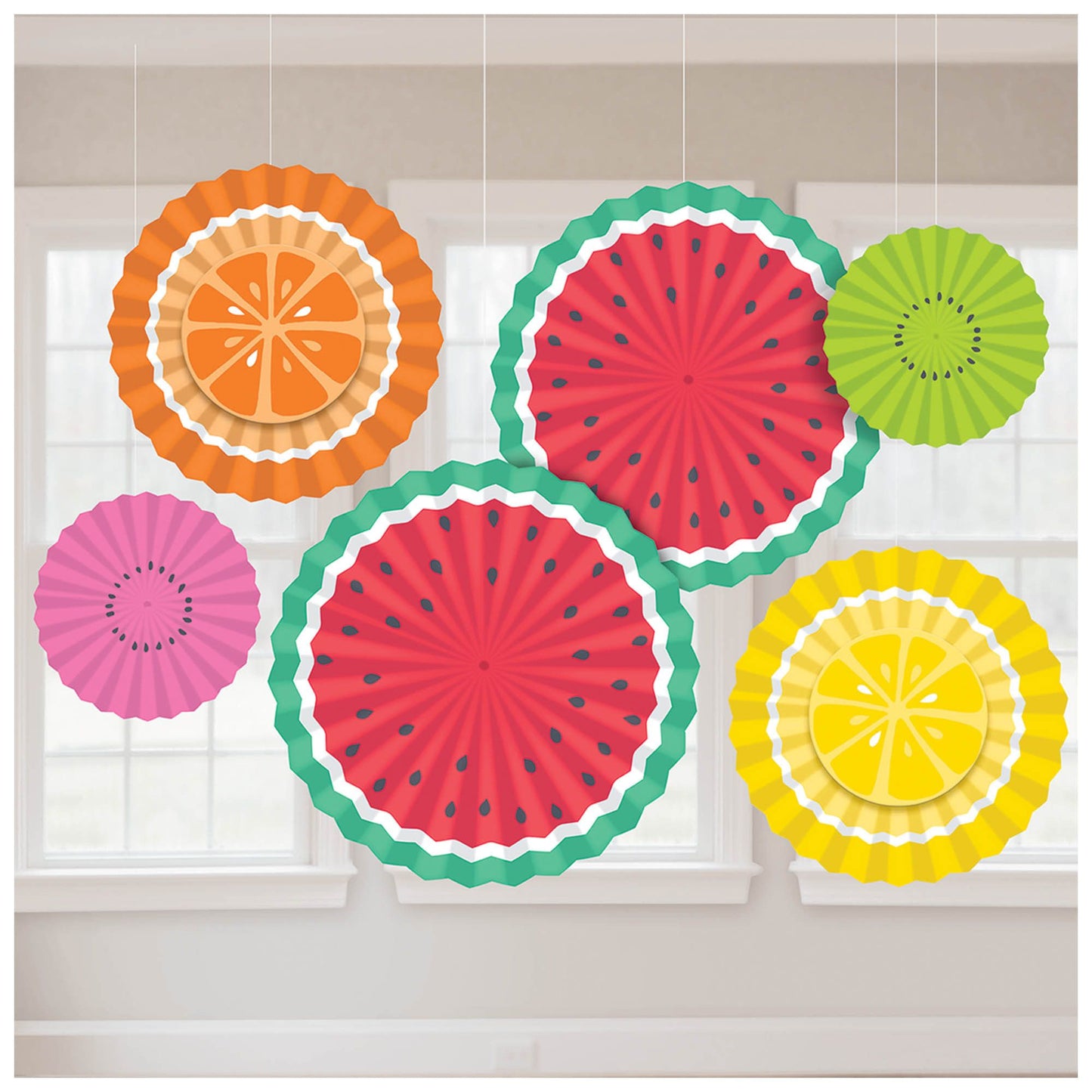 Tutti Frutti Paper Fan Decorations 6ct