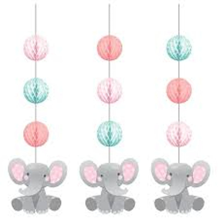 Girl Enchanting Elephants Hanging Cutouts 3pc