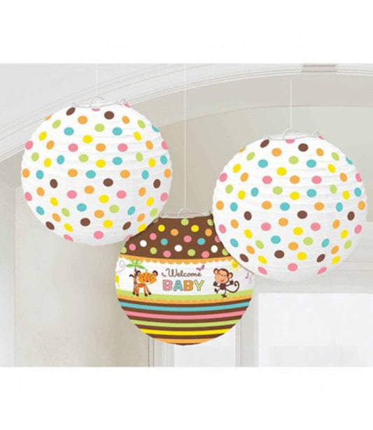 Fisher Price Baby Shower Animals of the Rain Forest Paper Lanterns (3ct)