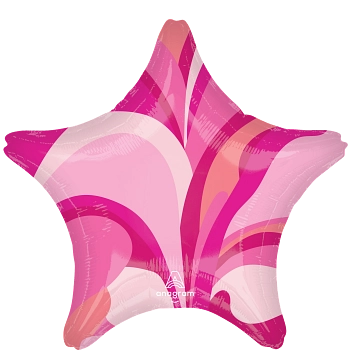 Anagram 18" Pink Macro Marble Star Balloon