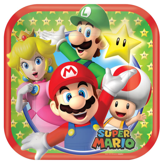 Super Mario Brothers™ Square Plates, 7" 8ct