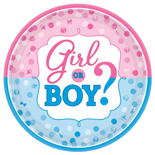 Girl or Boy? 10 1/2" Round Plates 8ct
