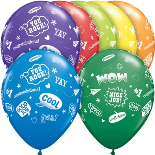 Qualatex 11" Congrats Message Latex Balloon 50ct