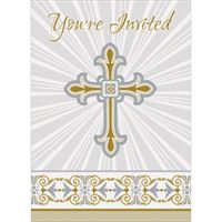 Gold & Silver Radiant Cross Invitations 8ct