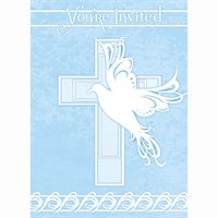 Dove Cross Blue Invitations 8ct
