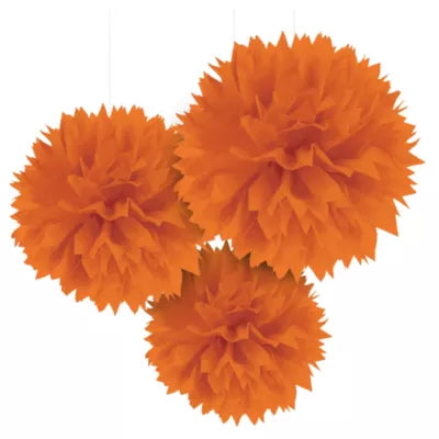 Orange Fluffy Decorations 3pc