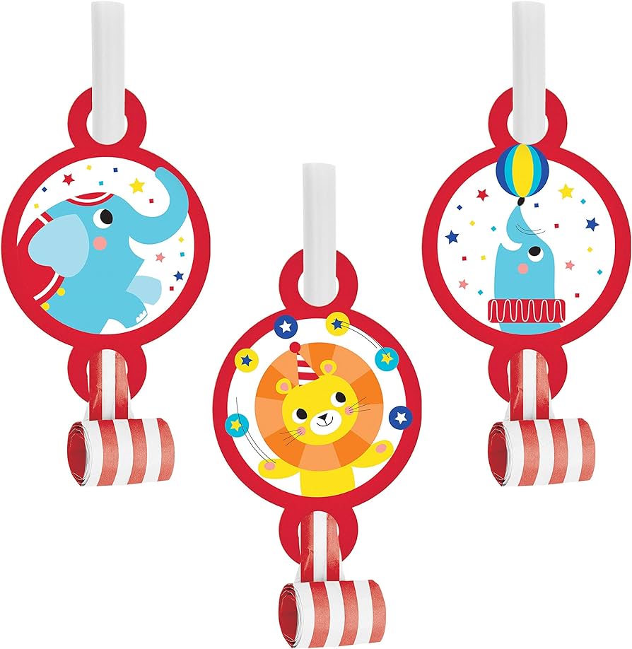 Circus Animals Party Blowers, 8 ct