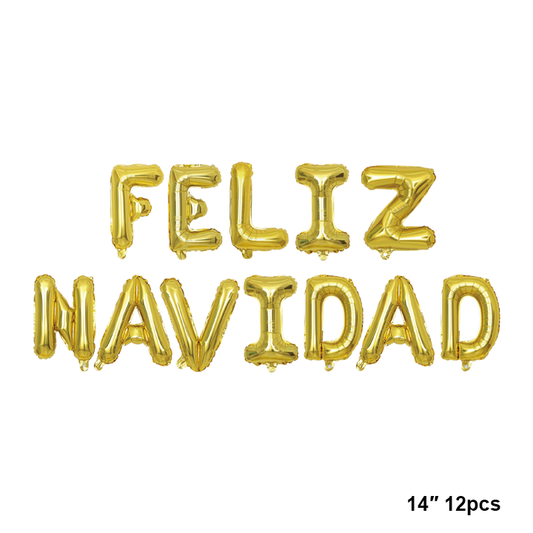 Winner Party Feliz Navidad 14" Gold Letter Banner 12pc