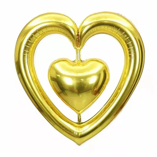 Winner Party 44" Gold Heart-To-Heart Balloon