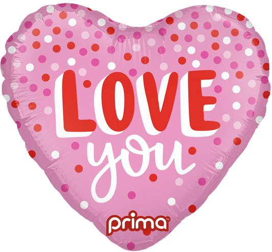 Prima 9” Heart Love You Confetti Balloon 6ct
