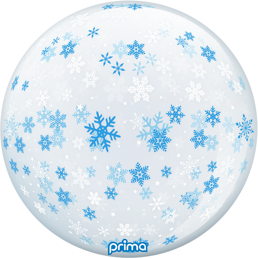 Prima 20” Blue & White Snowflakes Sphere Balloon