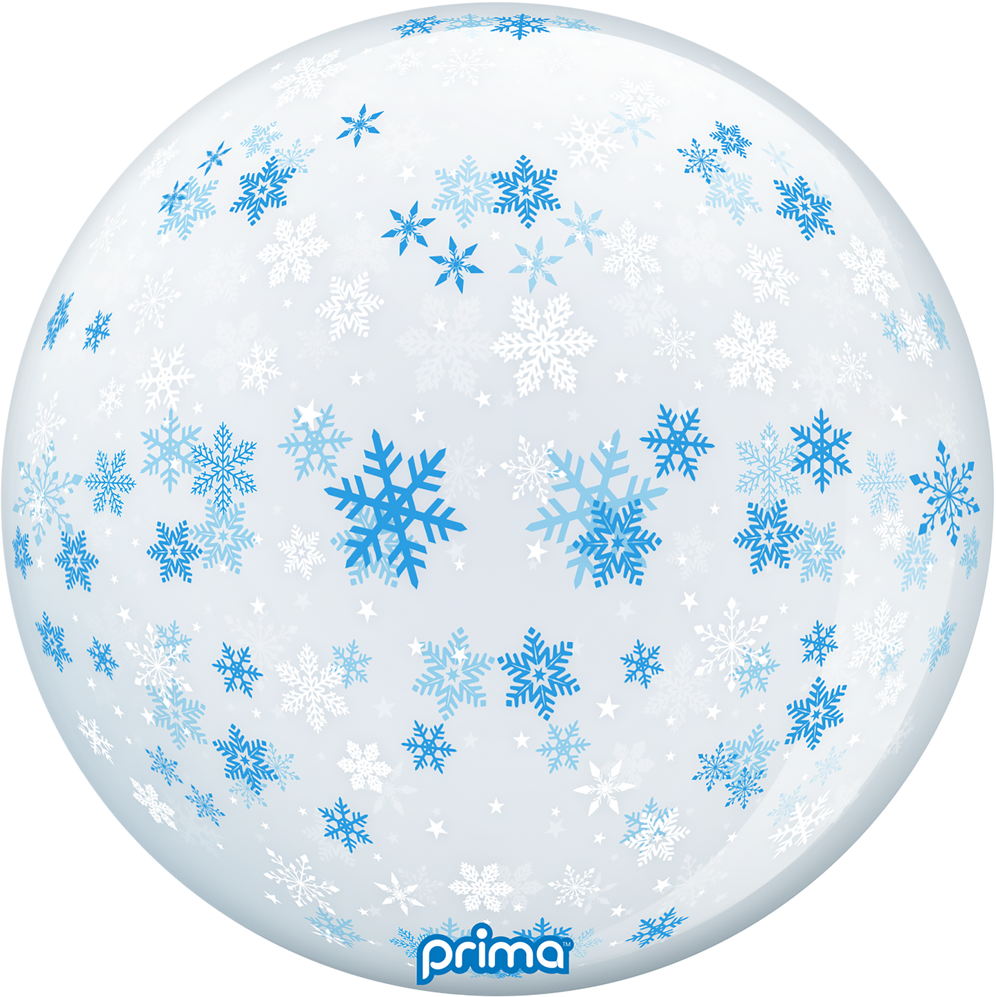 Prima 20” Blue & White Snowflakes Sphere Balloon