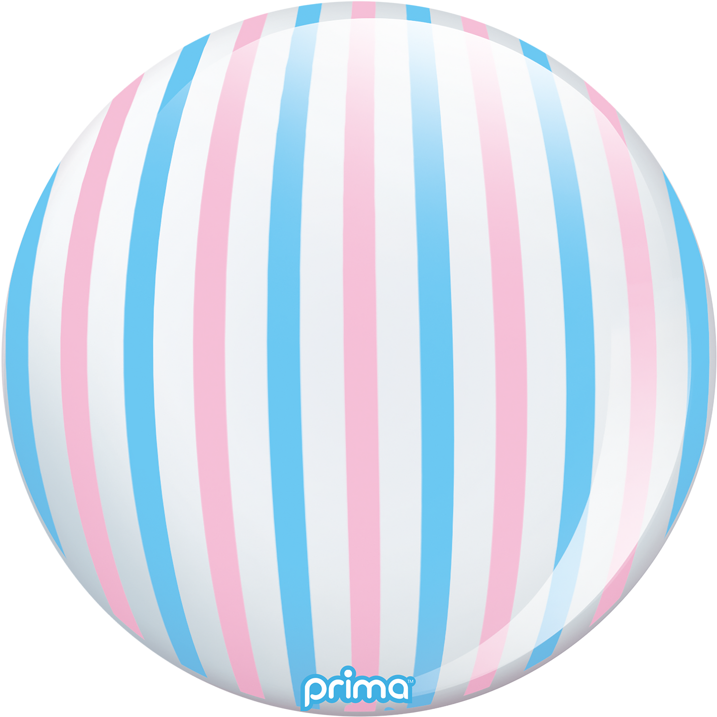 Prima 20” Pink & Blue Stripe Sphere Balloon
