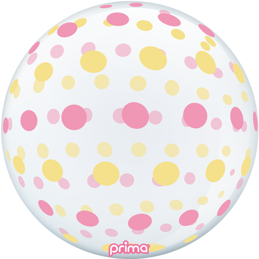 Prima 20” Pink Gold Dots Sphere Balloon