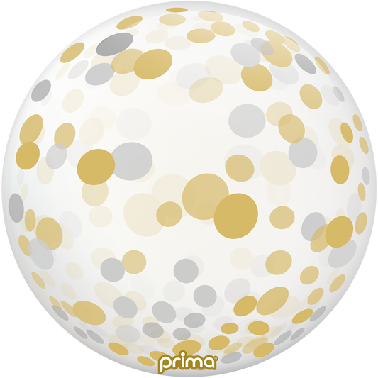 Prima 20” Silver Gold Confetti Sphere Balloon