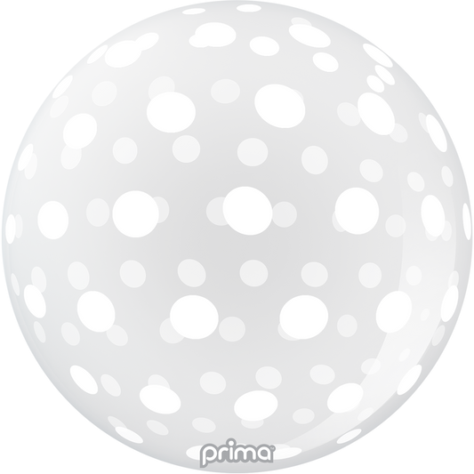 Prima 20” White Dots Sphere Balloon