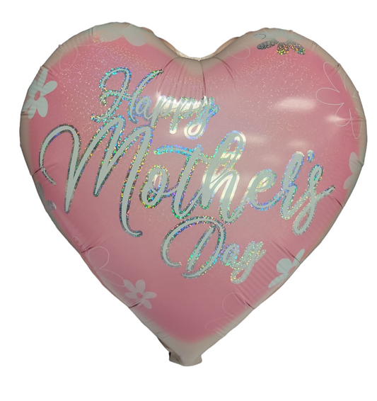 Party America 18" Happy Mother's Day Pink Holographic Heart Balloon
