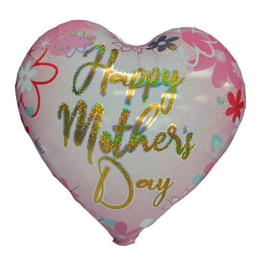 Party America 18" Happy Mother's Day Pink Heart Holographic Balloon