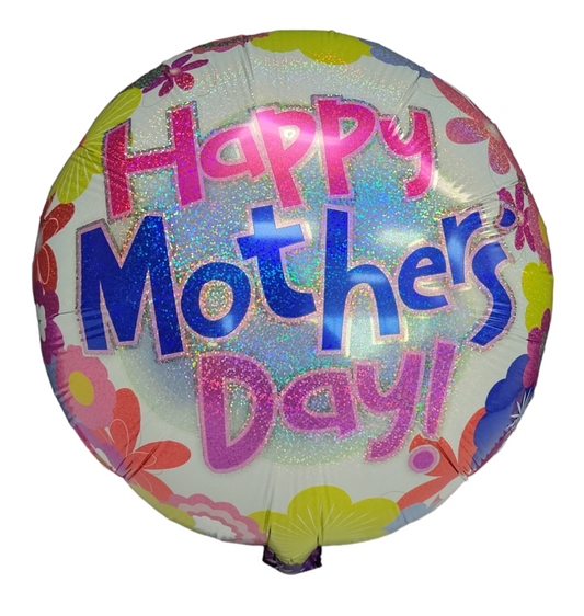 Party America 18" Happy Mother's Day Holographic Flower Balloons Pack of 50