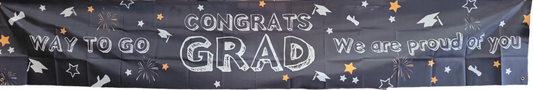 Winner Party 9.5ft Way to Go Black Grad Cloth Banner