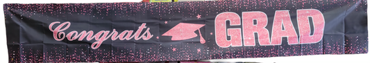 Winner Party 9.5ft Pink Congrats Grad Cloth Banner