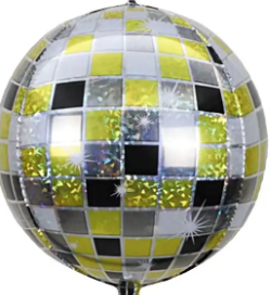 Winner Party 16" Holographic Gold Disco Ball Balloon