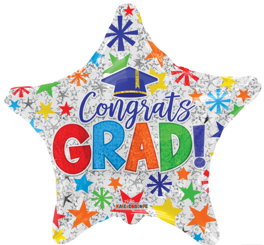 ConverUSA 18" Congrats Grad! iridescent Star Balloon-Flat