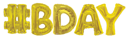ConverUSA 34" Gold #BDAY Balloon Banner 5pc