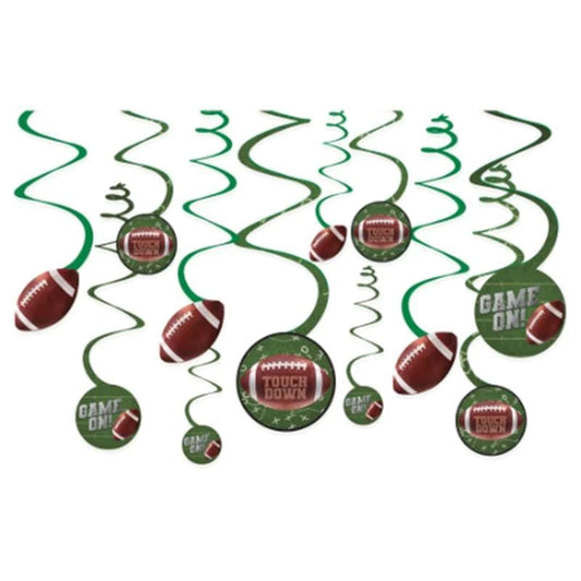 Football swirl decorations 12pc
