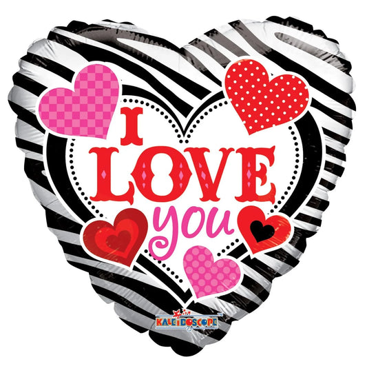 ConverUSA 18" I Love You Zebra Print Balloon