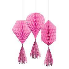 Mini Pink Honeycomb Decorations 3pc