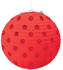 Red Polka Dot Paper Lanterns 5pc