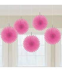 Pink Mini Hanging Fans 5ct